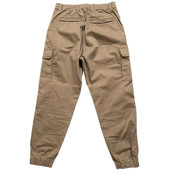 Uniqlo Cargo Jogger Pants Mens Size S Wide-Fit Drawstring Stretch Beige - Picture 2 of 5